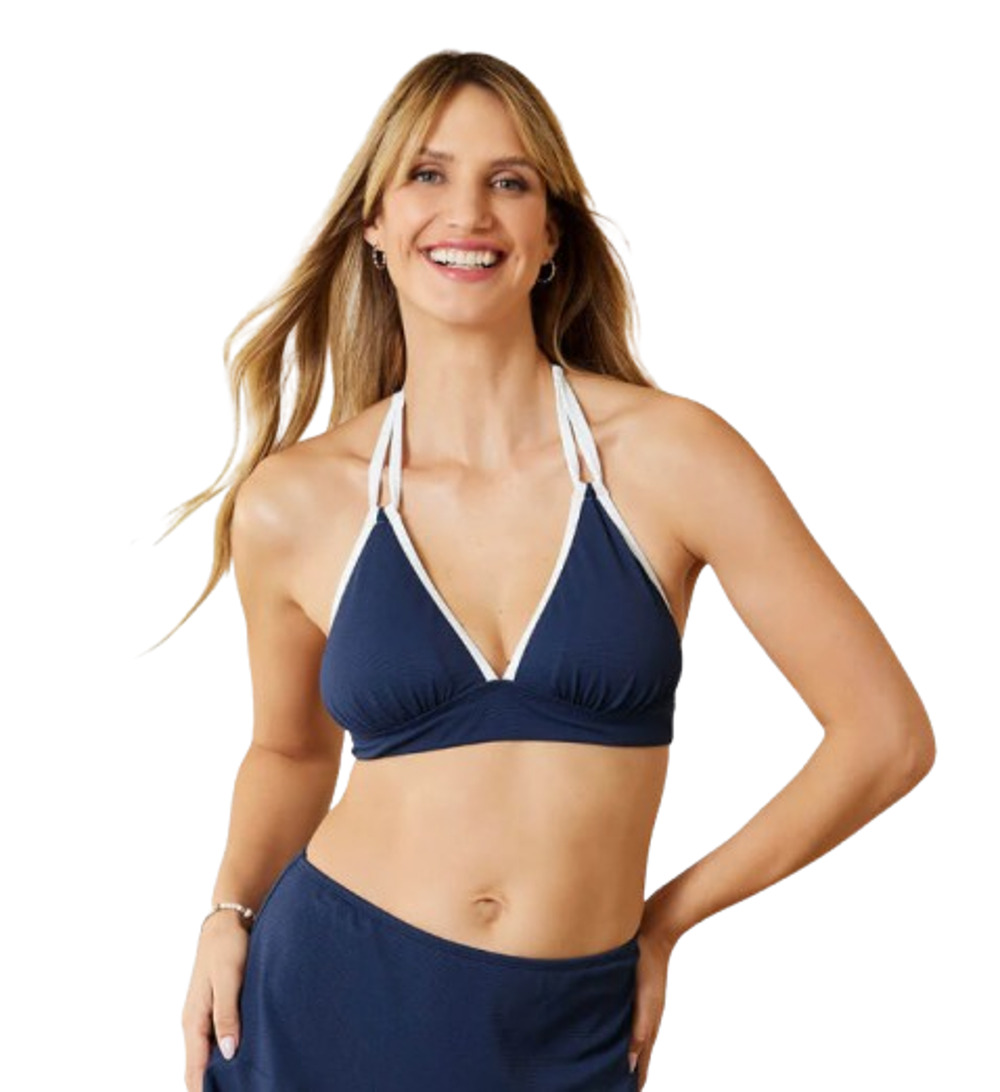 TOMMY BAHAMA Island Cays Cabana Halter Bikini Top XS Mare Navy Blue NWT
